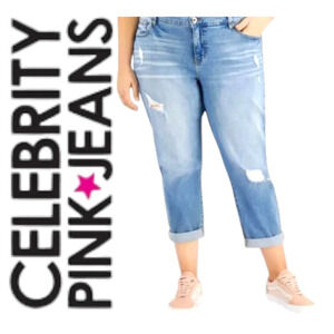 Celebrity Pink The Bestie Girlfriend Cuffed Distressed Cropped Plus Size 22